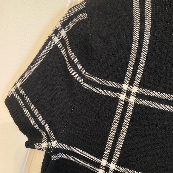 Abercrombie and Fitch Black White Plaid Knit Mock Neck Dress Size Small LONG - Picture 6 of 9